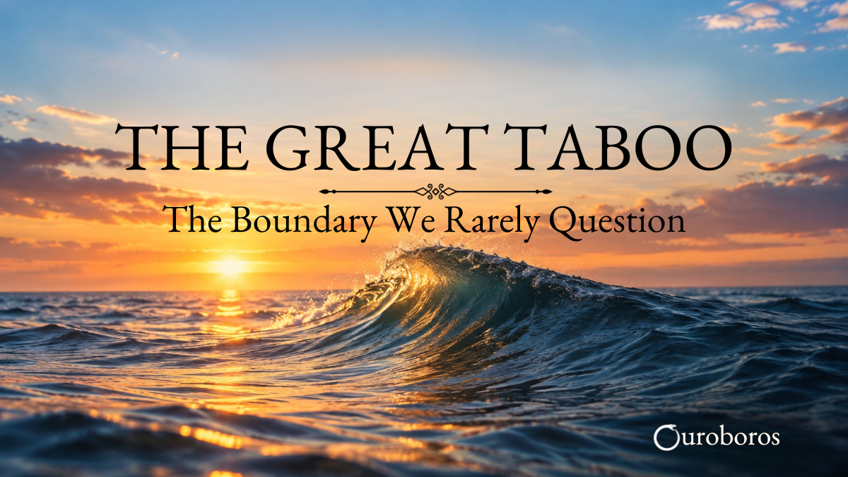 A single ocean wave rises from the sea at sunset, symbolizing the question of where the individual ends and the larger whole begins.